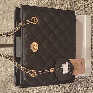 NWT black quilted purse with matching cosmetic bag